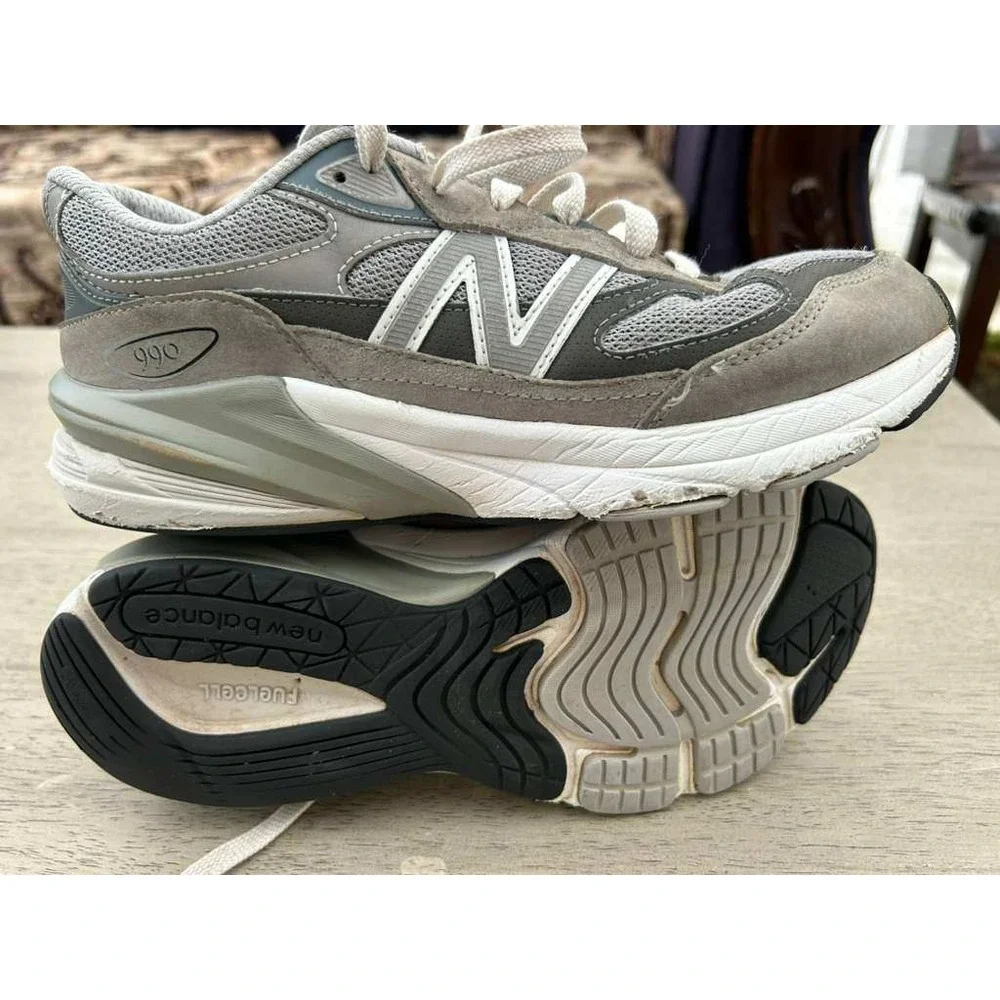 New‎ Balance 990v6 Grey Suede Mesh Running Shoes GC990GL6 Kids 6.5.
